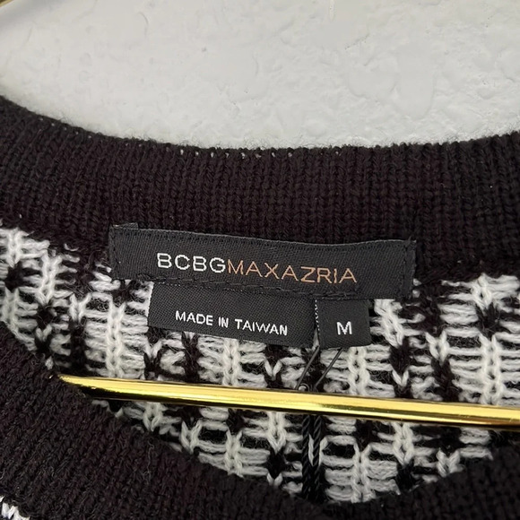 NWT BCBG Maxazria Black & White Houndstooth Print Cardigan M - Picture 7 of 7